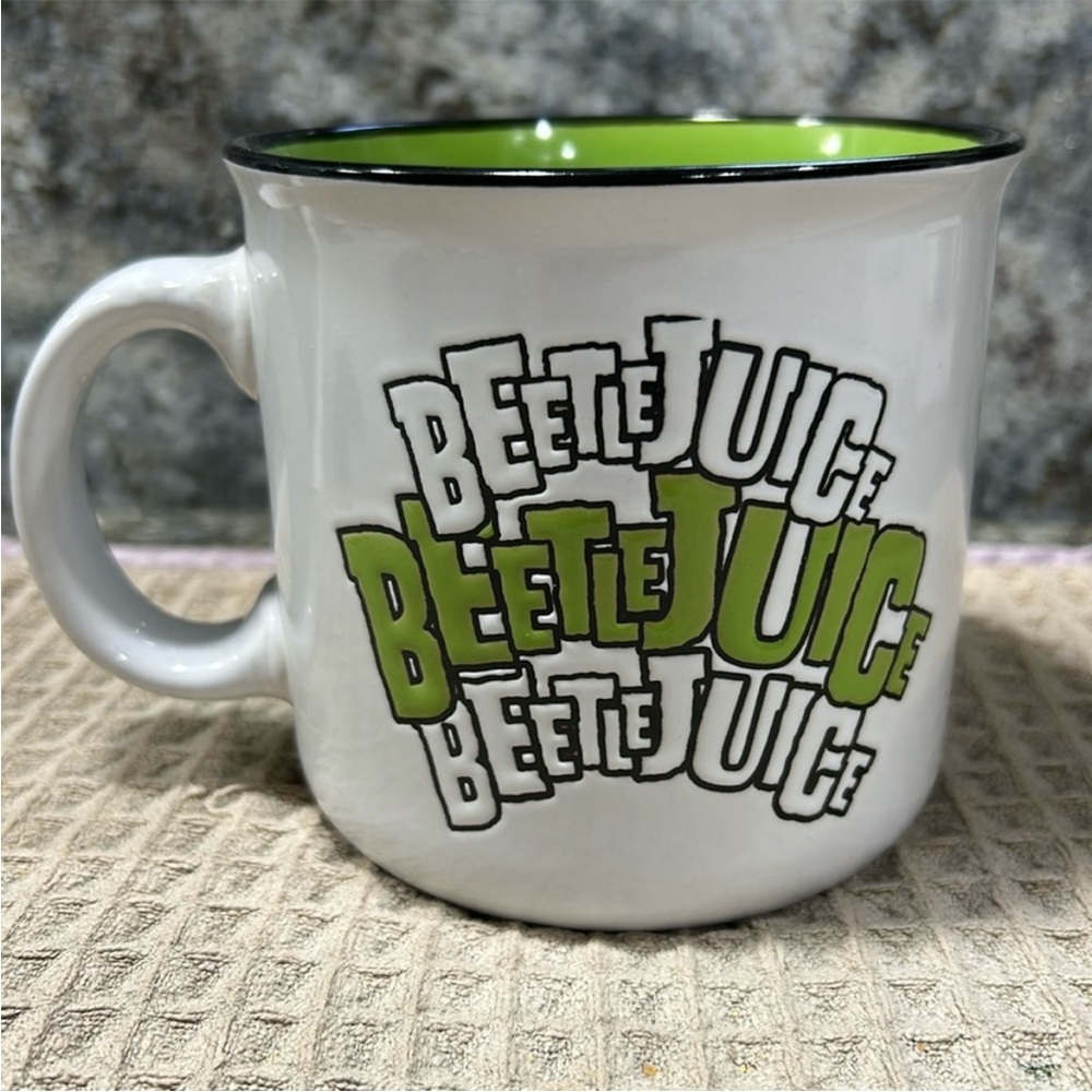 NWT Beetlejuice Ceramic Mug | White & Green | 20 oz